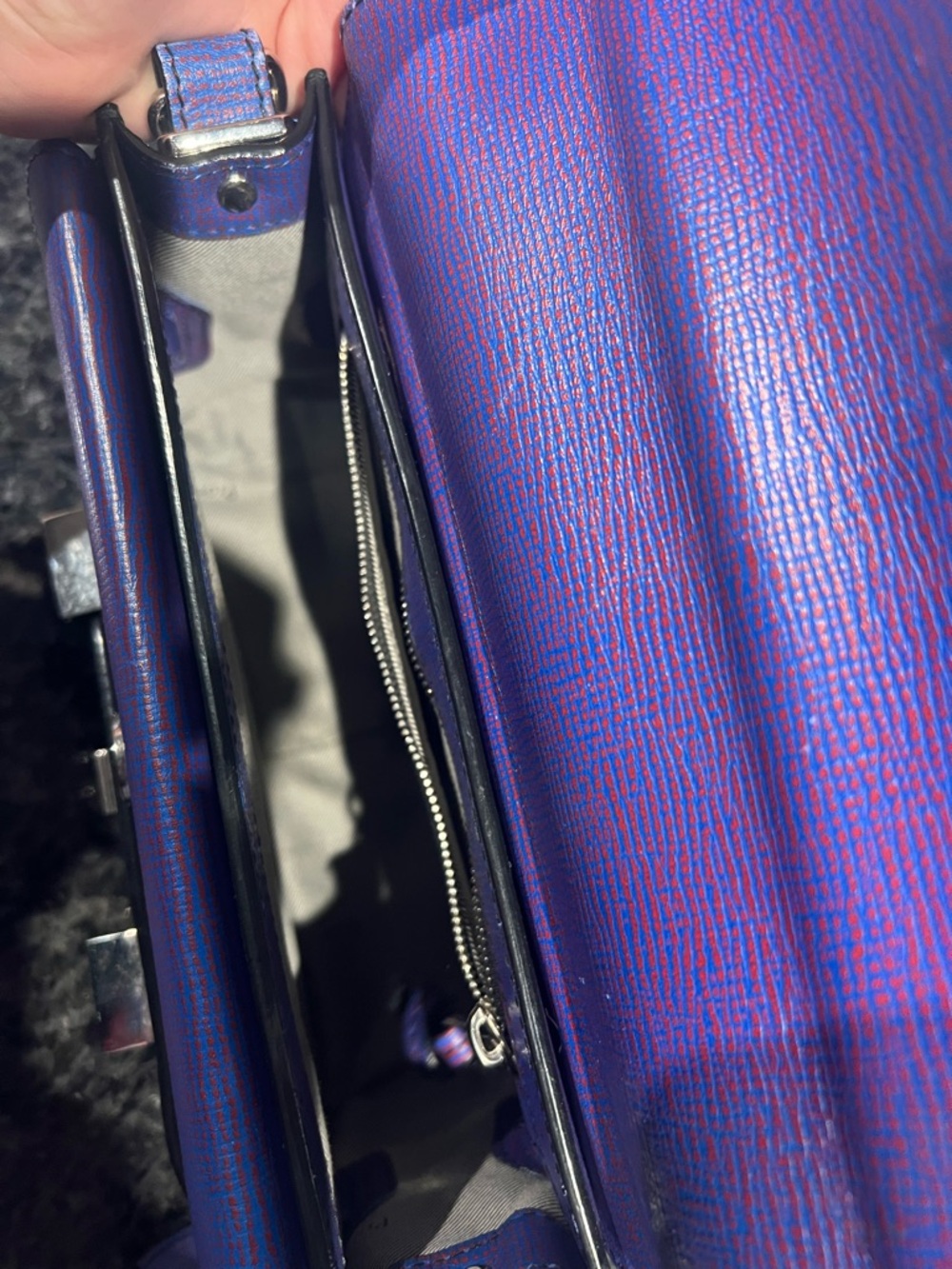 Proenza Schouler Purple Blue Textured Leather PS11 with Stone Accents - Picture 9 of 16